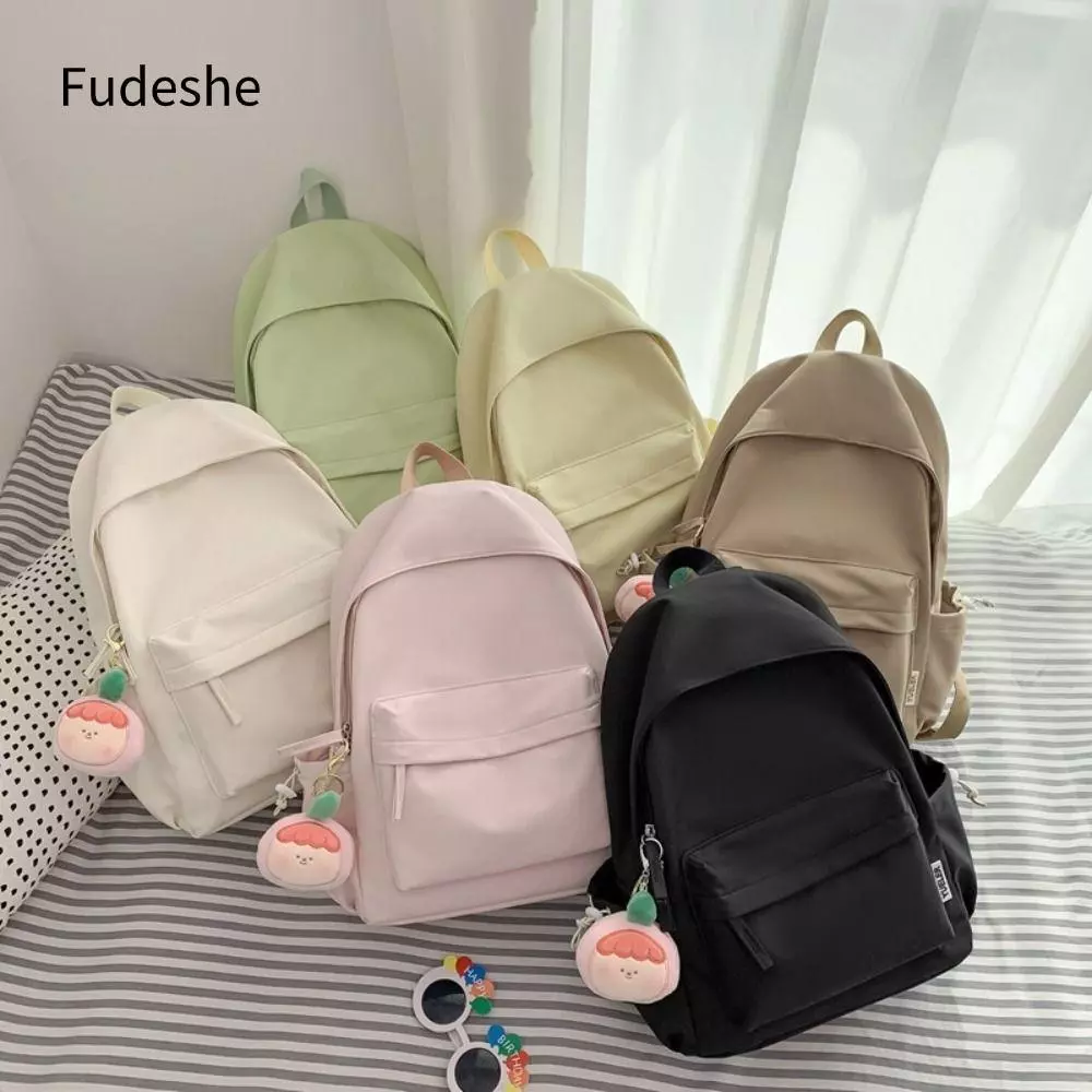 Túi đi học FUDESHE, Ba lô đi học di động dung tích lớn, Túi du lịch bằng vải Canvas có dây đeo có thể điều chỉnh bền bỉ