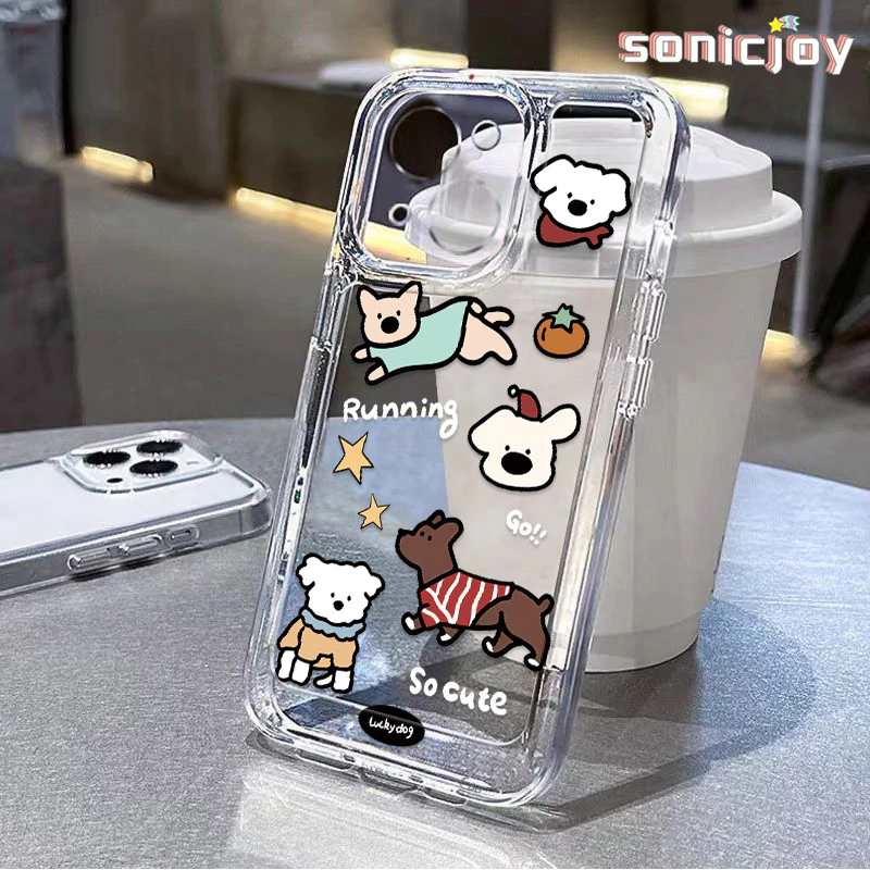 Ốp Điện Thoại Hoạt Hình Chú Chó Con Thích Hợp Cho IPhone 11 12 13 14 15 16 Pro Max X XR XS Max 7Plus 8Plus Ốp Silicon Trong Suốt Thời Trang-SY
