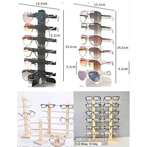 Giá Treo Trưng Bày Mắt Kính Trong Suốt, Kệ Kính Bằng Gỗ Thông Nhiều Tầng Tiện Lợi