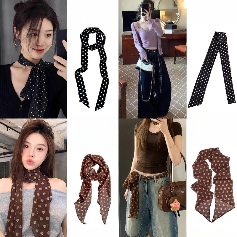 Khăn Quàng Cổ Lụa Chấm Bi Cổ Điển - Phù Hợp Thời Trang Nữ