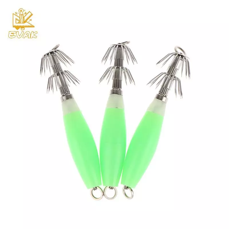 Alittlesetrtu 3 Chiếc Dạ Quang Mực Mồi Bạch Tuộc Gỗ Tôm Mồi Phát Sáng Mồi Câu Cá Nước Mặn Mực Jig Móc VN