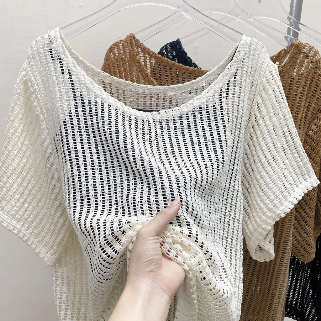 Áo Bigsize Nữ Dạng lưới Ngắn Tay Cổ Tròn Phối Áo Dây Croptop  Dễ Phối Đồ  Xinh Cho Chuppy 50-92kg- A318+G118