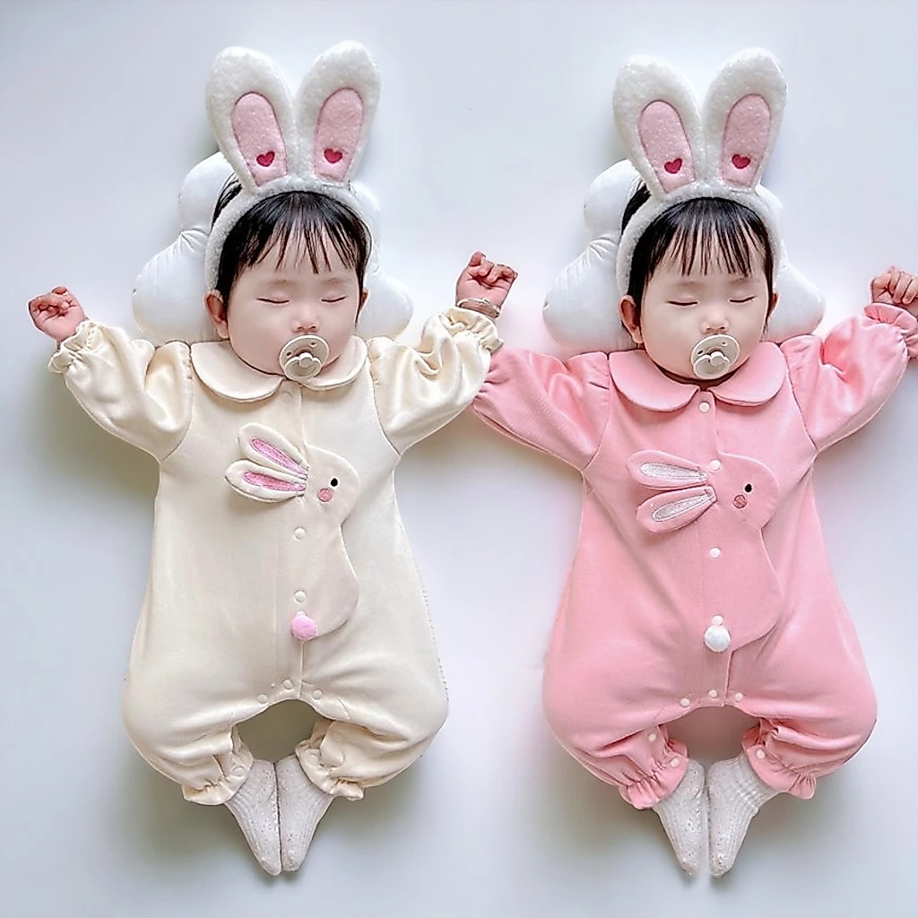 Bodysuit dài tay cho bé gái vải thun cotton 4 chiều Đồ liền thân Áo liền quần trẻ sơ sinh SLT116