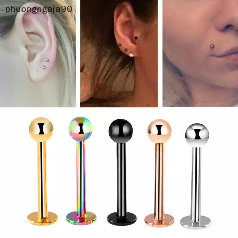 10 cái/bộ phẫu thuật thép bóng Stud thanh tai môi mũi thanh cơ thể piercing đồ trang sức