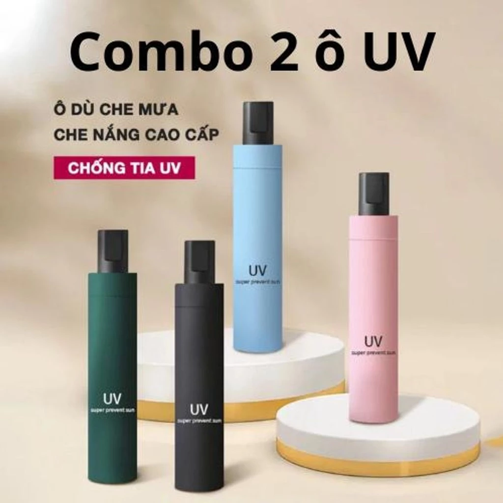 Combo 2 Ô uv gấp gọn, che mưa ,che nắng chống tia uv nhỏ gọn tiện lợi (màu ngẫu nhiên)yn01