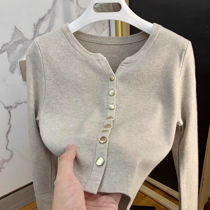 YAYUAN Áo len dệt kim cổ chữ V dành cho nữ, phong cách mới slim-fit, tạo vẻ thon gọn