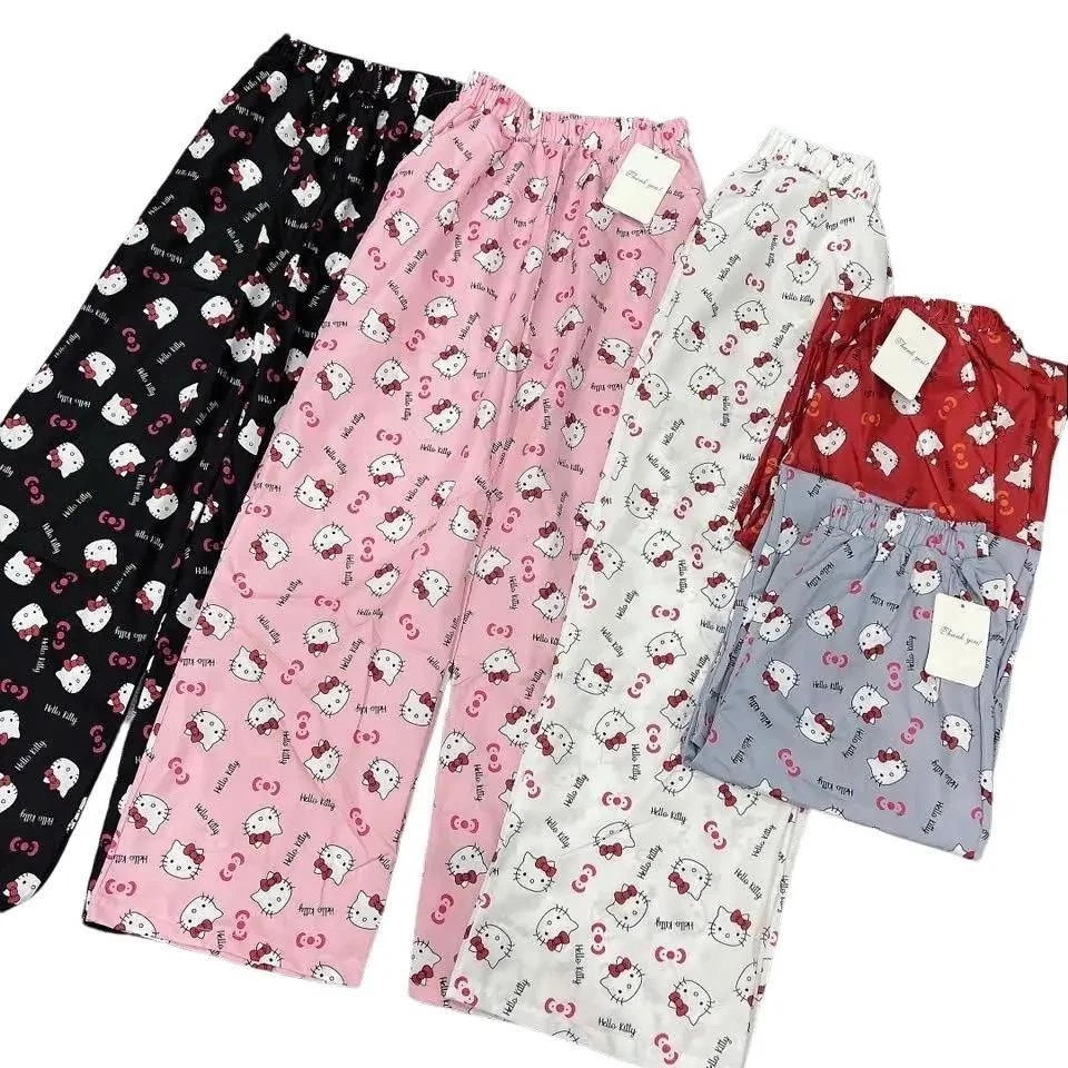 Quần nữ ồng rộng hoạ tiết Đáng yêu HELLOKITTY in nhiều hình 3D dễ thương chất vải lụa mềm form dưới 65kg