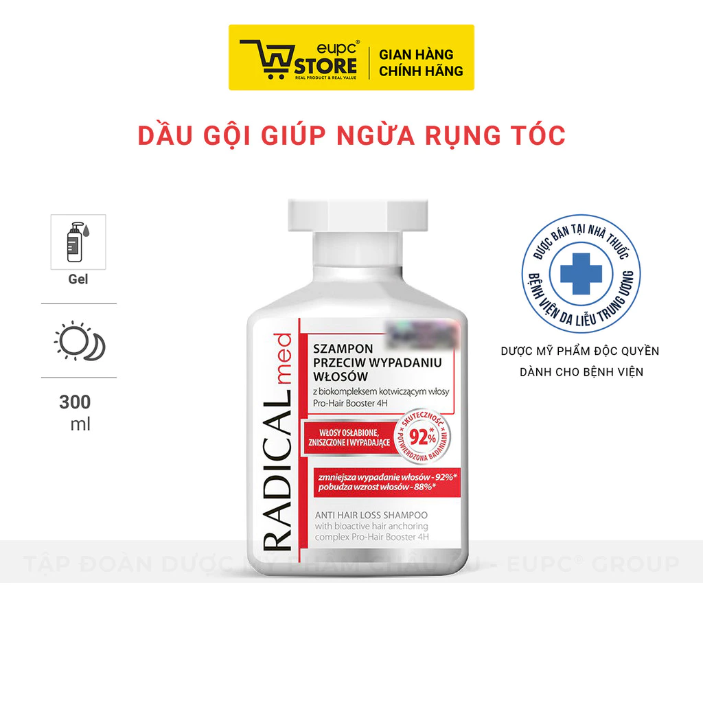 Dầu Gội Giúp Giảm Rụng Tóc Radical Med 300ml Dưỡng Ẩm, Chăm Sóc Tóc Và Da Đầu, Giúp Tóc Chắc Khỏe EUPC STORE