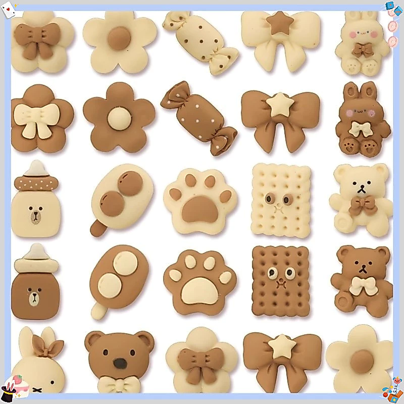 1Pieces Charm Stickers kẹo/bánh quy màu nâu Sandals Stickers Nút Sandals với lỗ Sandals Phụ kiện 3D trang trí