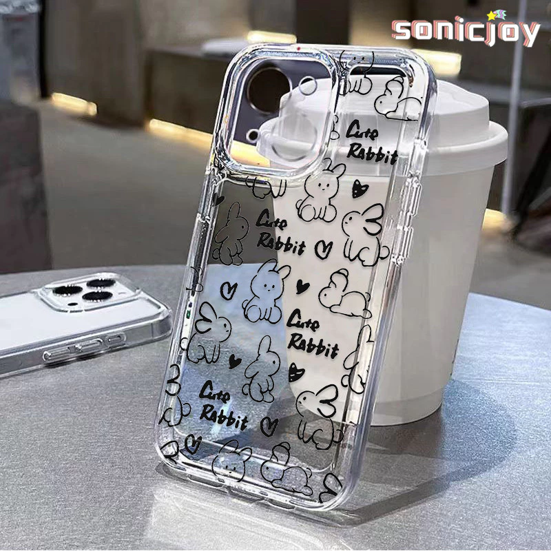 Ốp Điện Thoại Thỏ Dễ Thương Thích Hợp Cho IPhone 11 12 13 14 15 16 Pro Max X XR XS Max 7Plus 8Plus Ốp Silicon Trong Suốt Thời Trang-SY