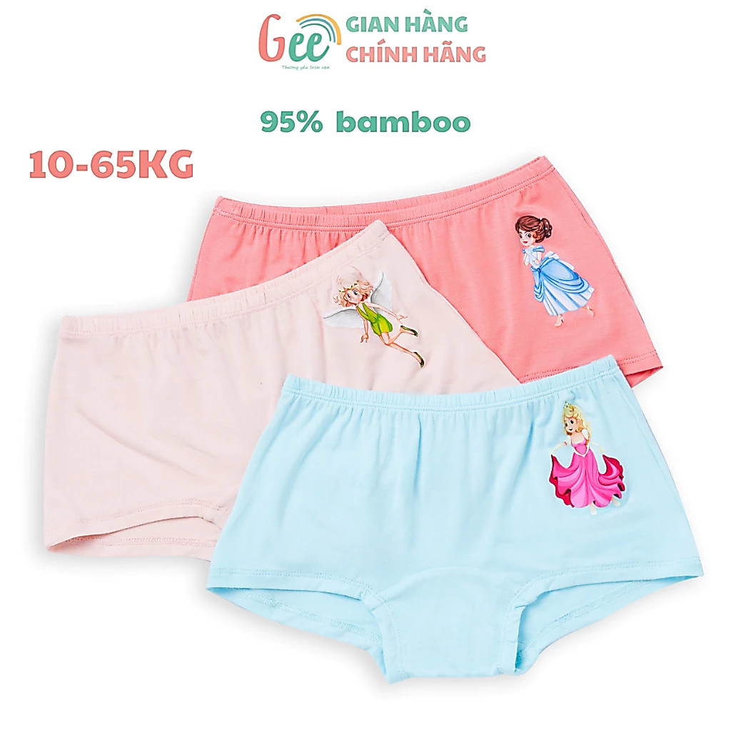Quần Chip Cho Bé Gái Sợi Tre Gee CÔNG CHÚA, Set 3 Chip Đùi Mặc Váy, Quần Lót Trẻ Em Thấm Hút Mềm Mịn, Kháng Khuẩn - C6