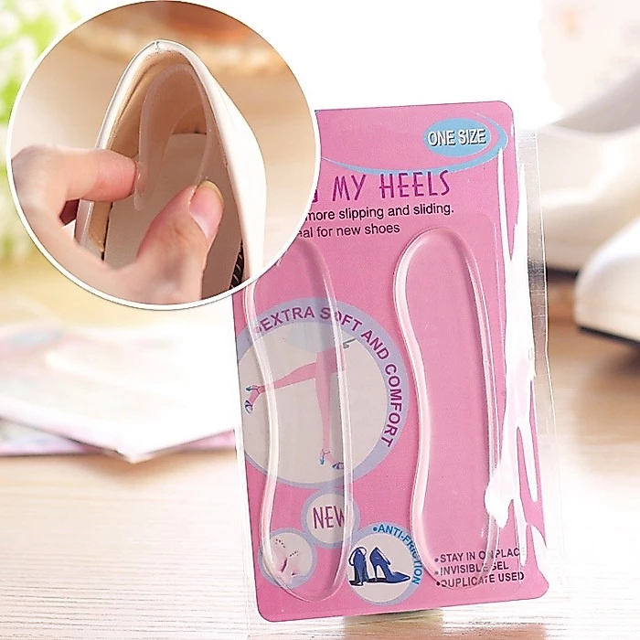 Set 2 miếng lót dán gót giày silicon chống rộng tuột gót và giảm đau trầy xước chân