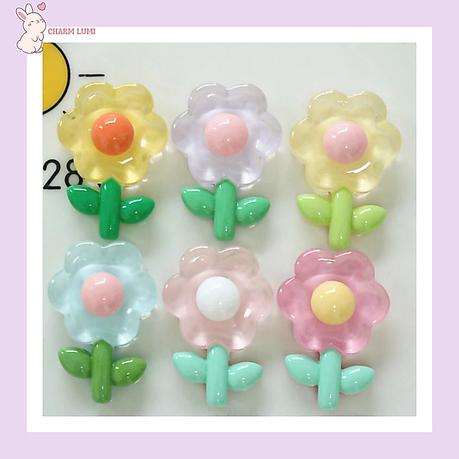 Charm Cây Hoa Resin Trong Suốt – Phụ Kiện Decor DIY, Trang Trí Slime, Ốp Lưng, Dụng Cụ Học Tập...