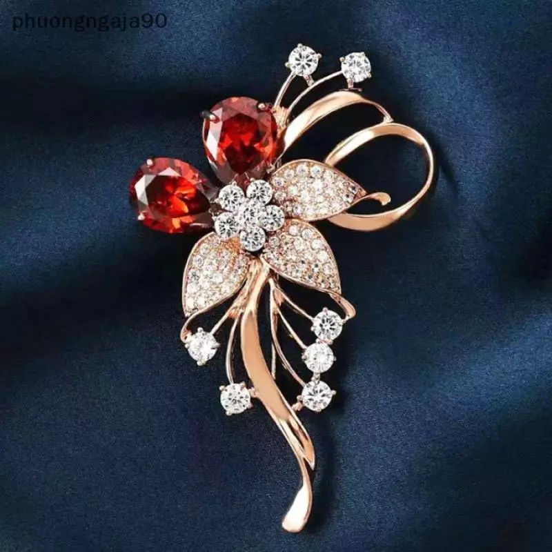Sang Trọng Zircon Hoa Trâm Cho Phụ Nữ, Đa Năng Sáng Bóng Corsage Món Quà Cưới