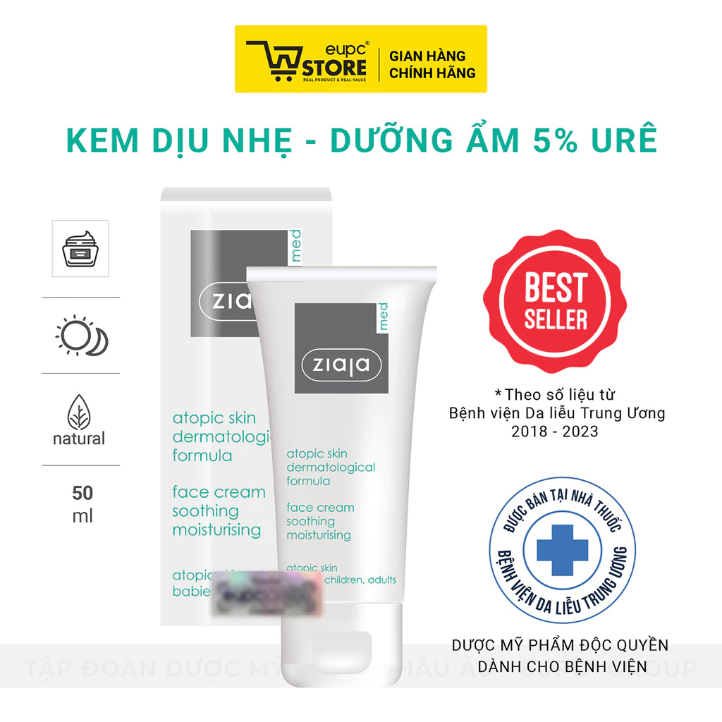 Kem Dịu Nhẹ, Dưỡng Ẩm 5% Urê Ziaja Med 50ml Giảm Khô, Thô Ráp Và Nứt Nẻ da, An Toàn Với Trẻ Nhỏ EUPC STORE