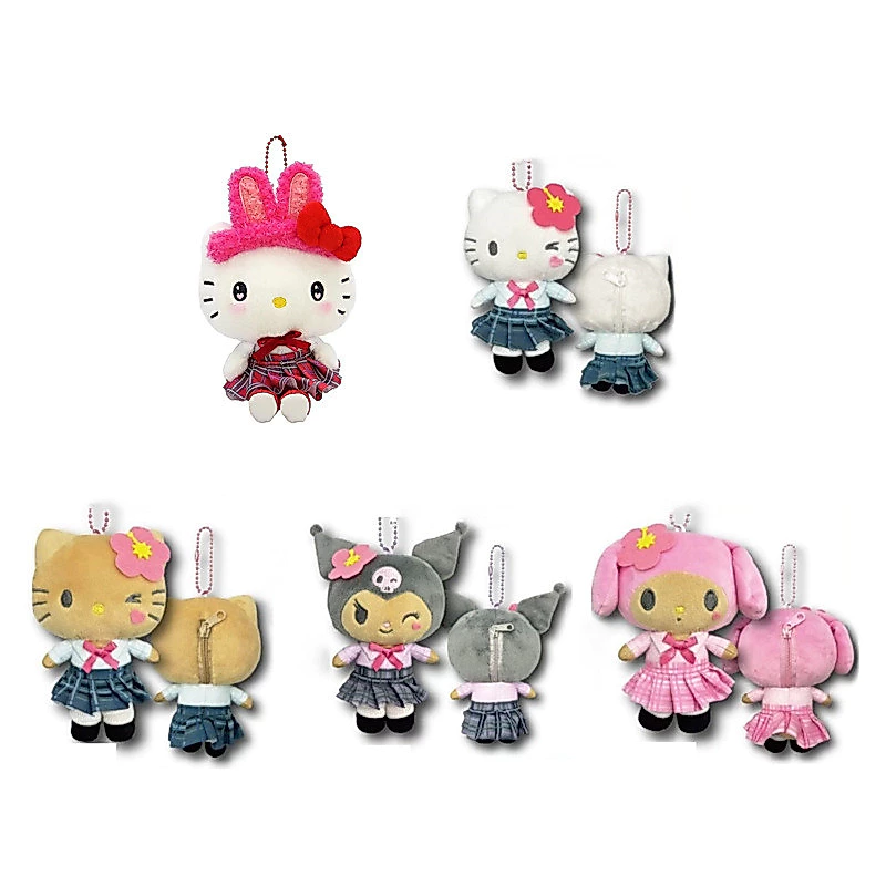 Sanrio Da Đen Xếp Ly Váy JK Series Sang Trọng Đồ Chơi Dễ Thương Kuromi Hello Kitty Giai Điệu Sang Trọng Móc Khóa Túi Mặt Dây Chuyền Trẻ Em Quà Tặng
