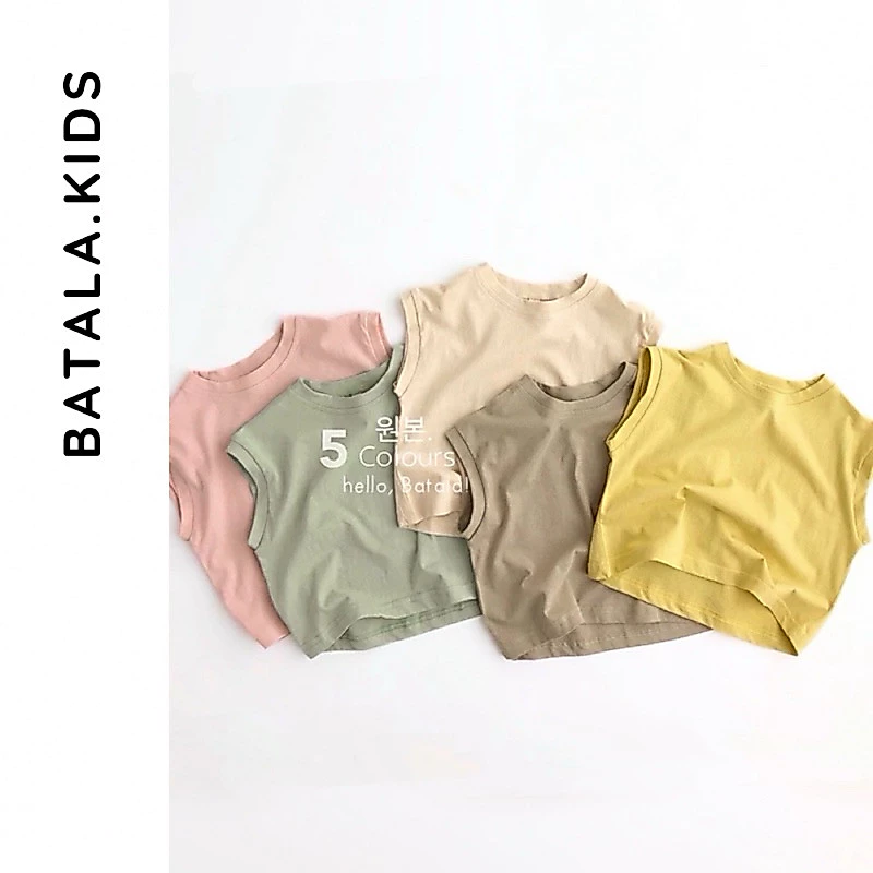 Áo BA LỖ COTTON  cho bé Batala kids, ÁO SÁT NÁCH 5 MÀU cho bé trai bé gái chất liệu cotton 2 chiều phong cách Hàn Quố