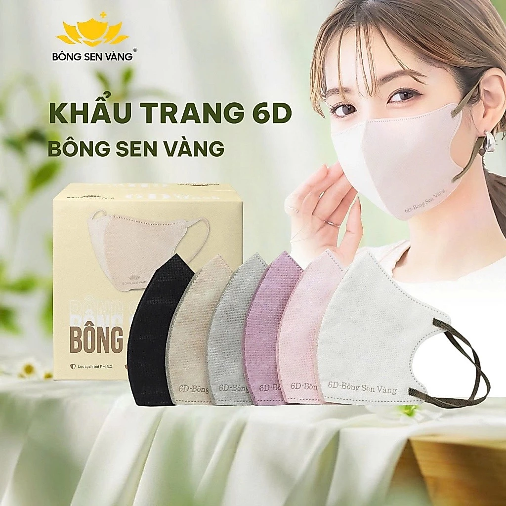 [Shopee Live] 200 Cái Khẩu Trang 6D Bông Sen Vàng Thiết Kế Thời Trang