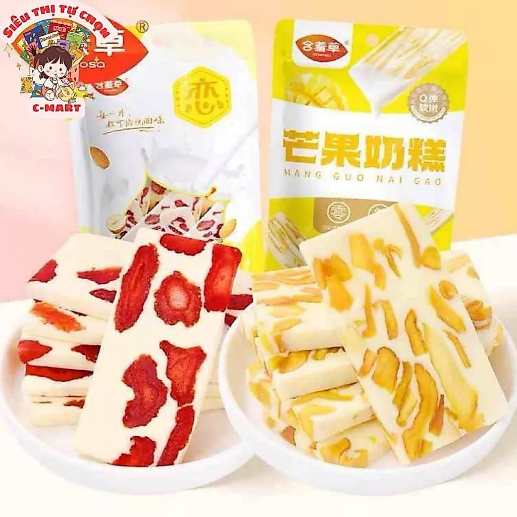 [C-MART] Bánh Sữa Dẻo Nhân Vị Xoài Và Dâu Tây Gói 100g