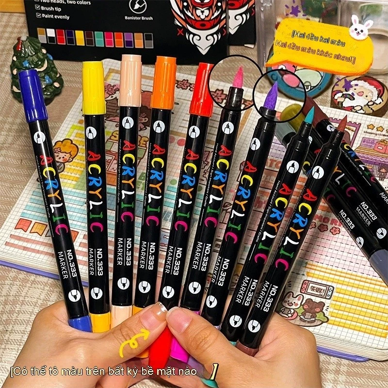 24 Chiếc Hai Đầu Màu Acrylic Bút Đánh Dấu 48 Màu Mềm Đầu Vẽ Bút Cơ Thể Con Người Tranh Gốm Graffiti Nghệ Thuật Bút