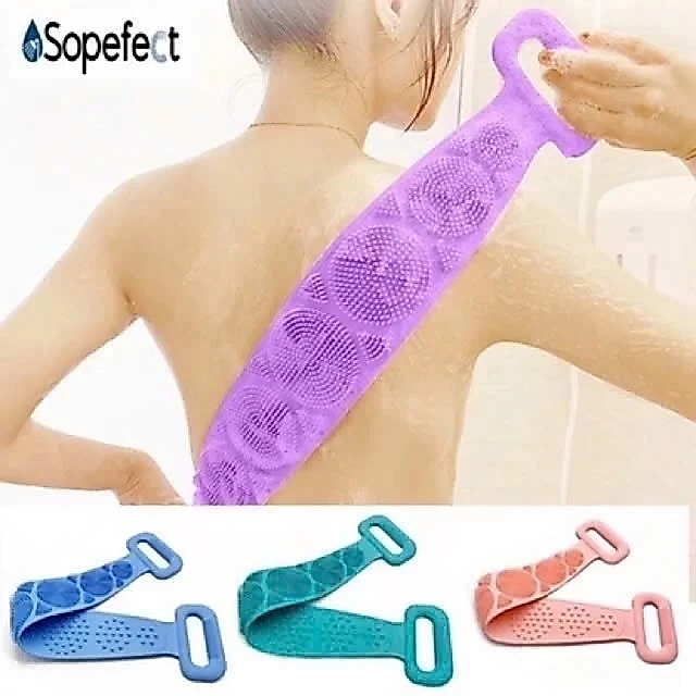 Combo 2 Dây Chà Cọ Lưng Bằng Silicon Có Tay Cầm Tiện Lợi, Chà Lưng Silicon Sạch Sẽ, Kháng Khuẩn, Không Đau Rát