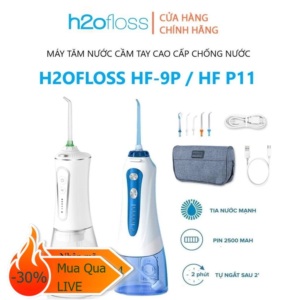 Máy Tăm Nước H2ofloss HF-P11 HF-9P / HF-6 / HF-10 mini Tăm Nước Cầm Tay Dụng cụ vệ sinh răng miệng (chính hãng)