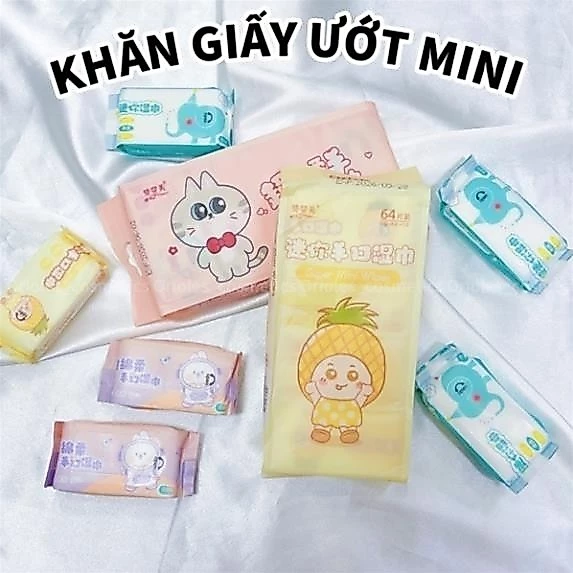 Giấy ướt 1 gói gồm có 8 gói khăn giấy ướt mini tiện dụng đi chơi đi làm bỏ túi - Khăn giấy đa năng -VH2838