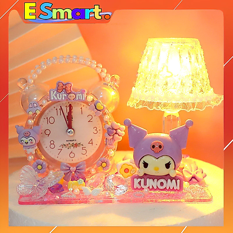 Đồng Hồ Báo Thức Mini Kiêm Đèn Ngủ Thiết Kế Hình Kuromi, Thỏ Melody, Cún Trắng Thỏa Sức Trang Trí Tạo Hình Sáng Tạo