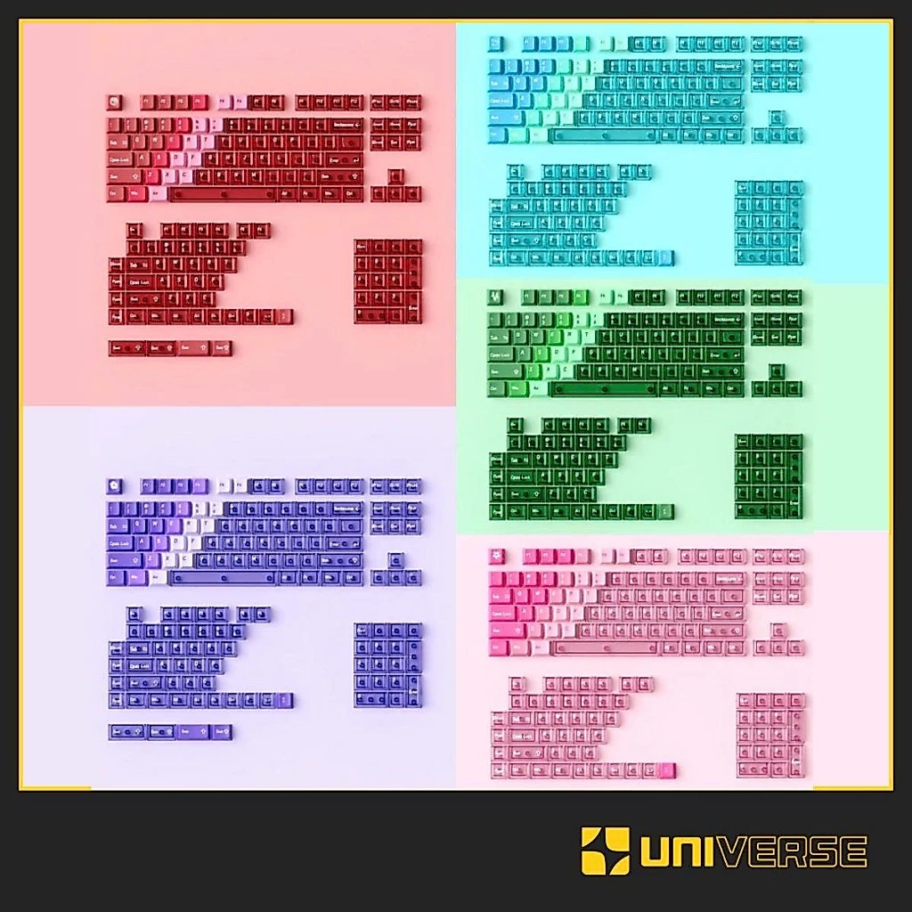 Keycap Trong Suốt Xuyên LED PBT / PC in UV Dyesub Profile Cherry 150 Nút Keycap Transparent Universe