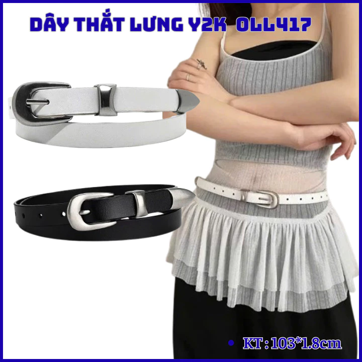 Dây thắt lưng nam nữ Y2K bản 1.8cm khóa Oval, dây nịt phụ kiện phối đồ phong cách Hàn Quốc OLL417