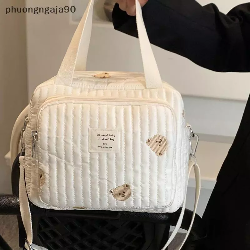 Mommy túi dễ thương thêu gấu hoa túi xách thời trang Vai Túi Xách Xách Tay dung tích lớn lưu trữ Crossbody Túi
