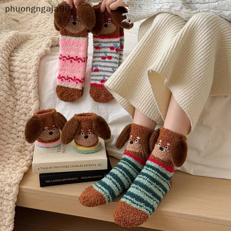 Phim Hoạt Hình Xúc Xích Con Chó San Hô Lông Cừu Vớ Cho Phụ Nữ Giữa Ống Dày Vớ Ngủ Sàn Nhà Vớ