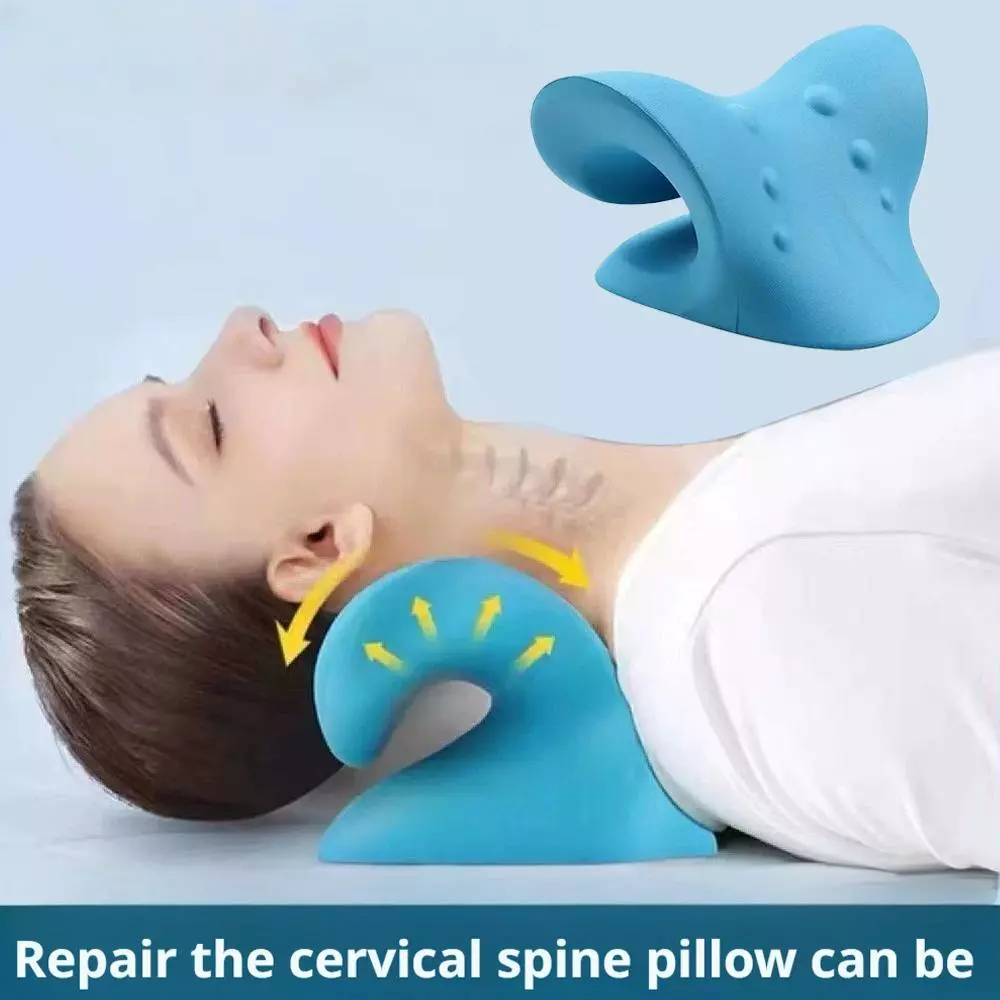 Gối Massage Cổ Vai Gáy - Gối Cổ Chất Liệu Cao Su Non Hỗ Trợ Giãn Cơ, Giảm Đau Mỏi, Thư Giãn Cột Sống Tại Nhà