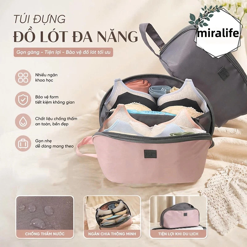 Túi Đựng Áo Ngực Chống Thấm Nước Gấp Gọn Đa Năng, Túi Đựng Đồ Lót Du Lịch Sắp Xếp Vali Gọn Gàng