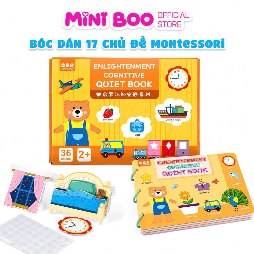 Học Liệu Bóc Dán Montessori– Busy Book Bóc Dán Thông Minh Sansanvu Cho Bé