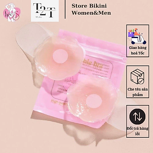 Hàng túi zip xịn ￼Miếng dán ti silicon nâng ngực chống chảy xệ sử dụng nhiều lần T2T Nữ Women Bra Cao Su