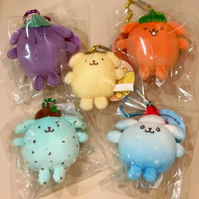 Dễ Thương Sanrio Pompompurin Fruity Series Plushie Đồ Chơi Cam Cà tím Nhồi Bông Mềm Búp Bê Móc Khóa Mặt Dây Chuyền Trẻ Em Quà Tặng