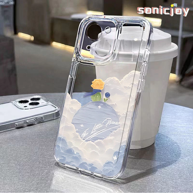 Ốp Điện Thoại Tranh Sơn Dầu Xanh Hoàng Tử Nhỏ Thích Hợp Cho IPhone 11 12 13 14 15 16 Pro Max X XR XS Max 7Plus 8Plus Ốp Silicon Trong Suốt Thời Trang-SY