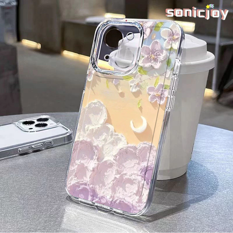 Ốp Điện Thoại Tranh Sơn Dầu Hoa Thích Hợp Cho IPhone 11 12 13 14 15 16 Pro Max X XR XS Max 7Plus 8Plus Ốp Silicon Trong Suốt Thời Trang-SY