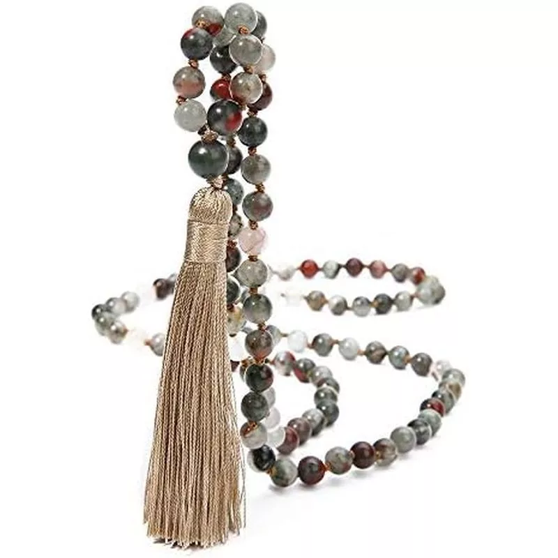 6MM Mala Hạt Vòng Cổ Tự Nhiên Đá Thiền Tuyên Bố Vòng Cổ Japa Yoga Mân Côi Cầu Nguyện Quyến Rũ Đính Hạt Tua Rua Vòng Cổ
