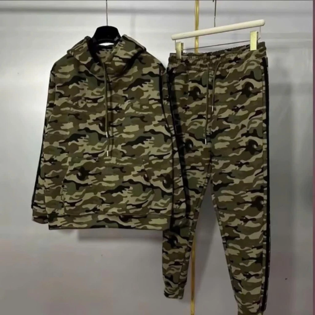 Bộ Quần Áo Hoodie Rằn Ri , Logo Thêu ,  Chất Nỉ Bông Nam Nữ Menswear