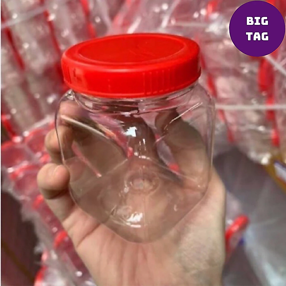 hũ nhựa đựng muối tôm tiện lợi nắp đỏ vặn kín, lọ nhựa keo Việt Nhật 200ml v20
