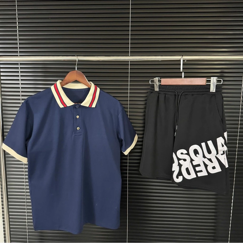 Bộ Quần Áo Polo Xanh Than + Quần DQ, 2 Màu Đen Xanh Menswear Hàng QC hottrend