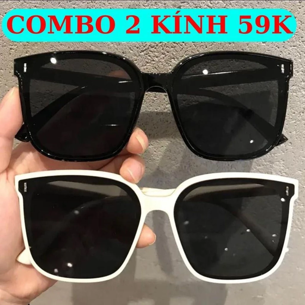 Combo 2 Kính Nam - Nữ Gọng Tròn Hàn Quốc, Kính Mát Chống Nắng, Đi Mưa [ngocanhngocanh98]