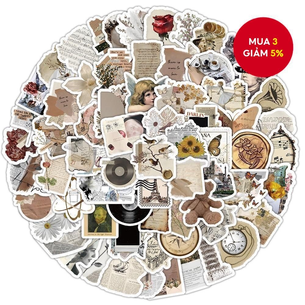 100 Miếng Dán Nghệ Thuật Vintage - Đề Can Vinyl Chống Thấm Nước Cho Mũ Bảo Hiểm, Xe Đạp & Hộp Đựng Bút Chì (Retro Graffiti Design)