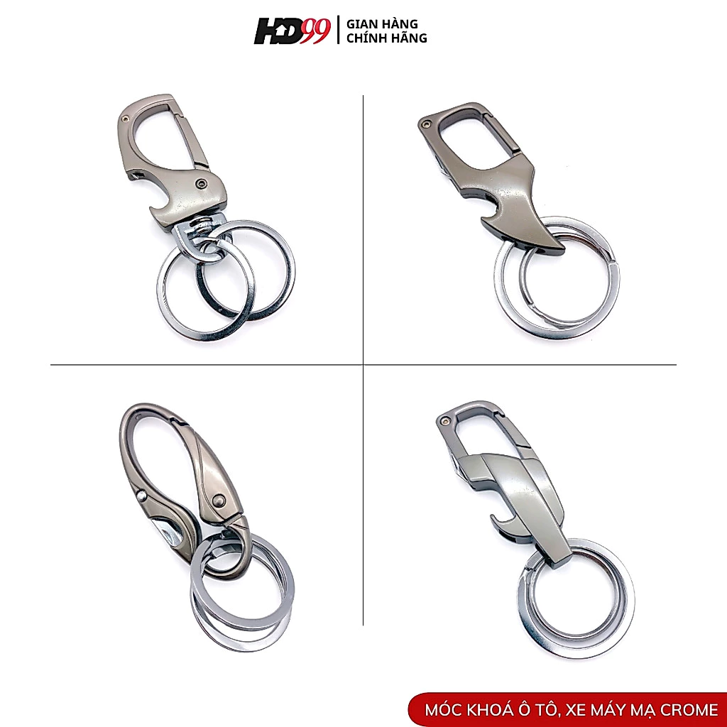Móc Khoá Ô tô, Xe máy HD99, Móc Khoá mạ Crome sáng bóng từ inox không gỉ