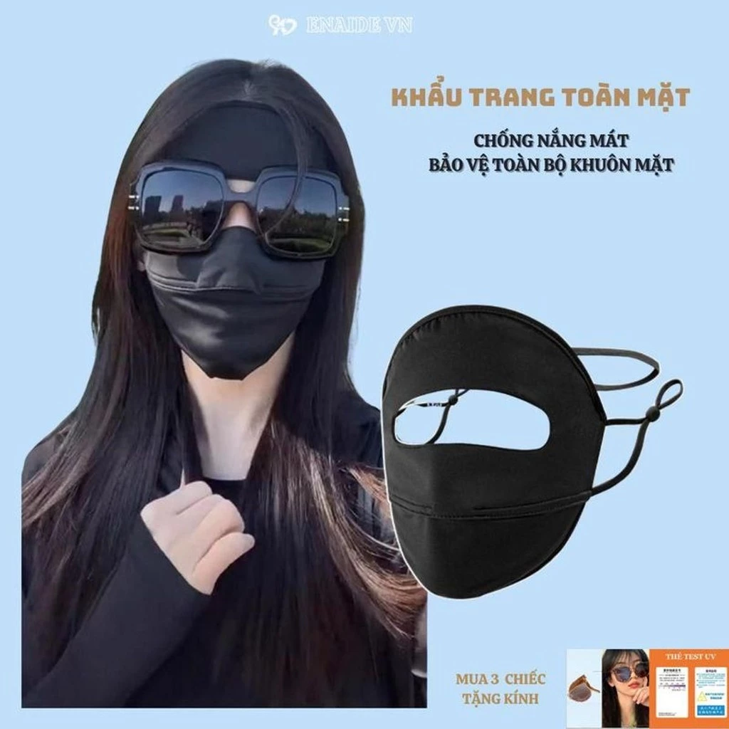 Khẩu trang toàn mặt Chống Nắng Tia UV, Khẩu trang Ninja 2 lớp Chất Lạnh Mát UPF50+ Phụ Kiện Che Mặt khautrang [ngocanh98
