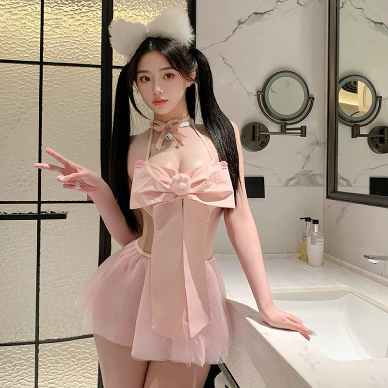 Trang trí cô gái gợi cảm dễ thương Nơ Pure Desire Váy ngủ