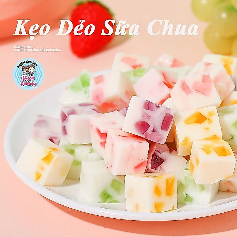 Kẹo Dẻo Sữa Chua Trái Cây Mix Vị, Vị Xoài, Dâu, Việt Quất, Táo Xanh, Bánh Kẹo Tết, Đám Cưới