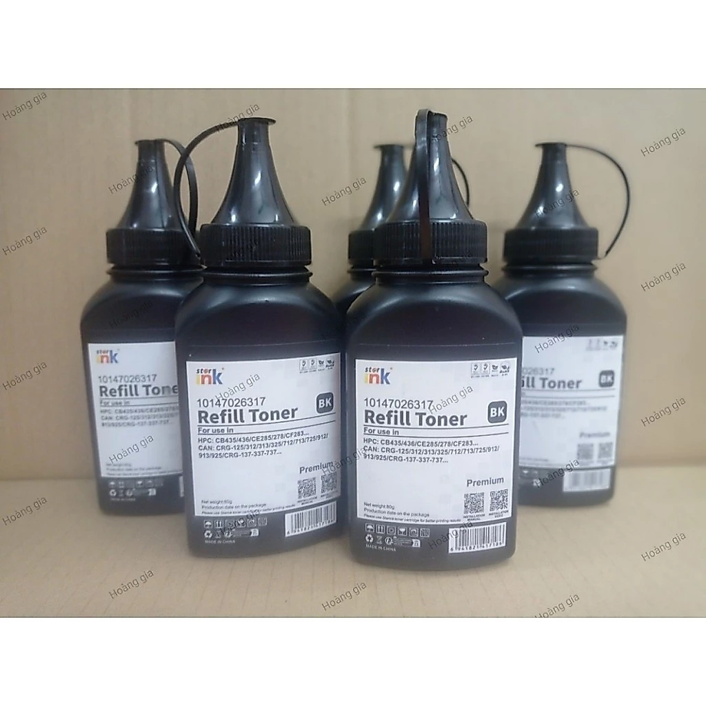 5 chai mực đổ stariink cho Canon LBP  6000, 6030, 6200,6230dn Mực in đổ dang bôt , Mầu đen 435A, 80g/lọ